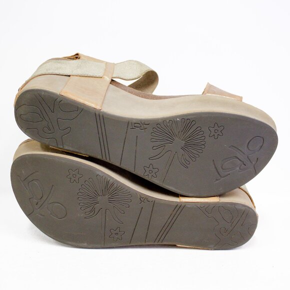 OTBT | Bushnell Gold Leather Platform Wedge Sandals Women's Size 10 - Picture 8 of 11